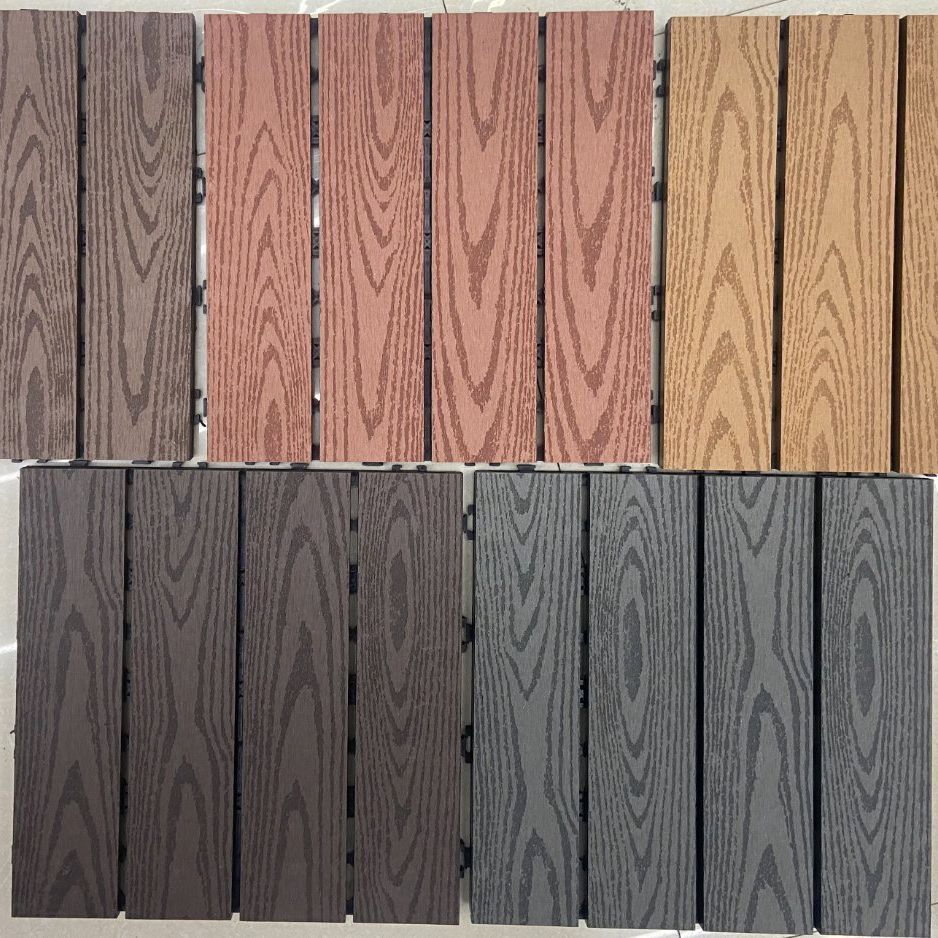 Outdoor Eco-Friendly Interlocking 3D Embossing 300*300mm WPC DIY Decking Flooring Tile