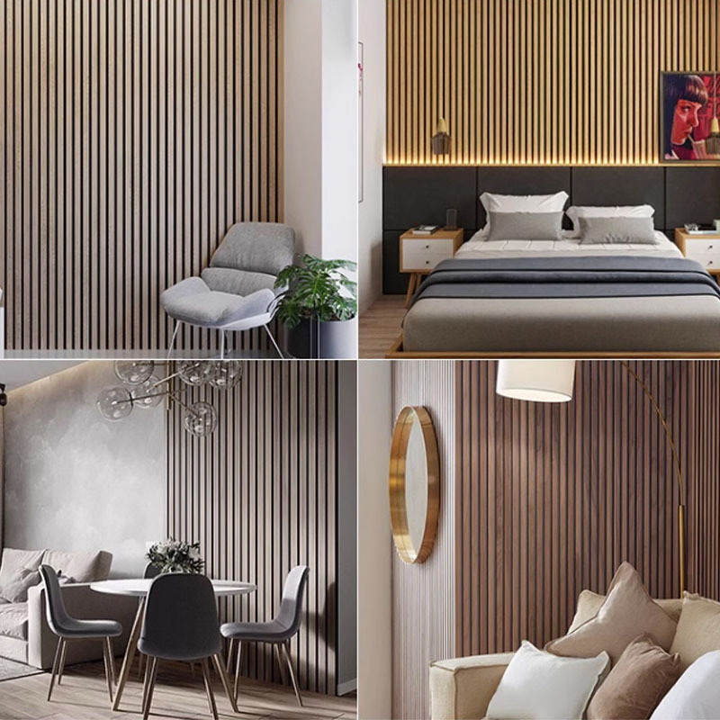 Acoustic Wooden Slat Wall Panel Eco-Friendly Polyester MDF for Decorative Panel