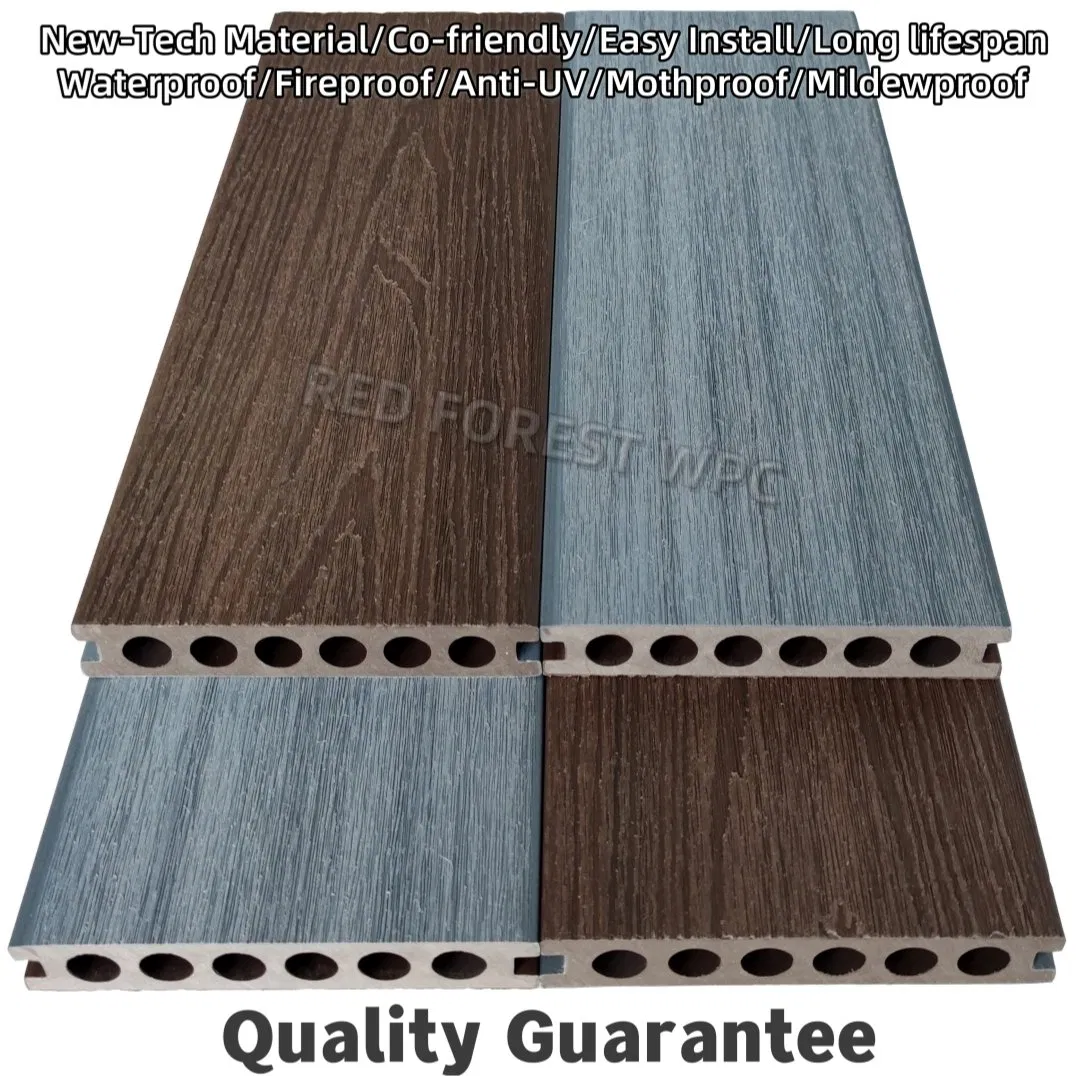 Double-Faced Eco-Friendly Second Generation Co-Extrusion 3D Wood Grain Wood Plastic Composite Panel Solid Waterproof Garden Terrace Outdoor WPC Flooring Decking