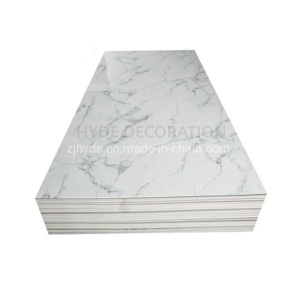 1.22X2.44m Thickness 3mm Interior Decoration Wall Panel 3D Waterproof High Glossy UV Coating PVC Marble Sheet for United Arab Emirates Oman Saudi Arabia