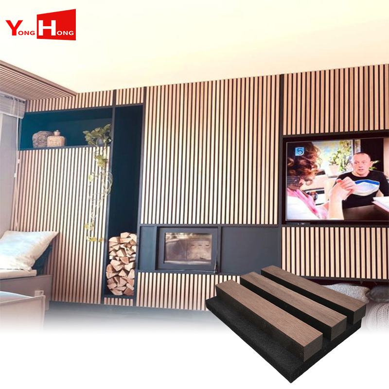 Pet Black Acoustic Panels in Boxes 2400*600mm Slatwall Interior Decorative Panel
