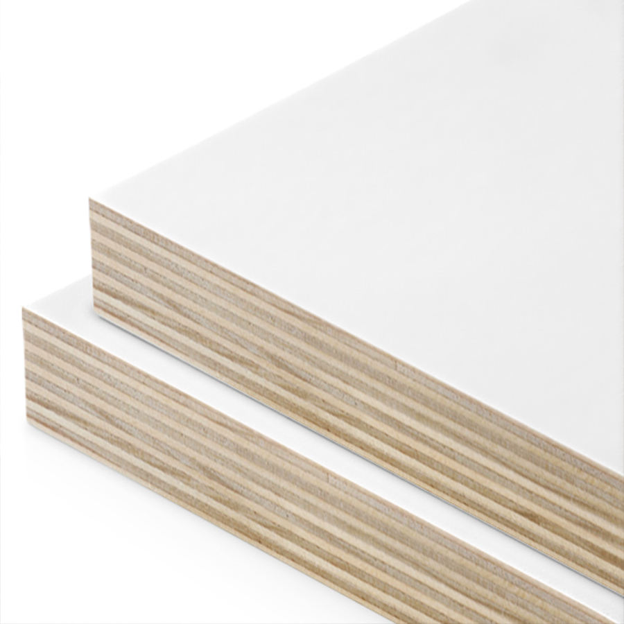 White Melamine Faced Laminated Plywood 18mm 16mm Red Oak Sheet E1 Multi-Layer Board for Cabinet Multilayer Furniture Panels Factory