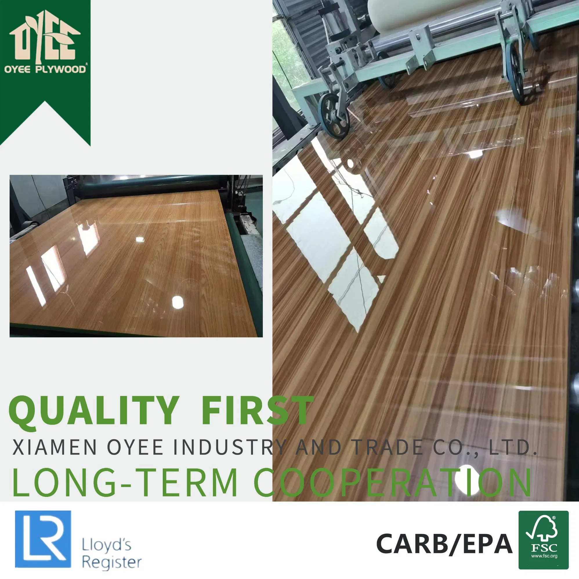 Fabricado En China 18mm Laminated/Melamine Plywood with Wood Grain for Cabinet