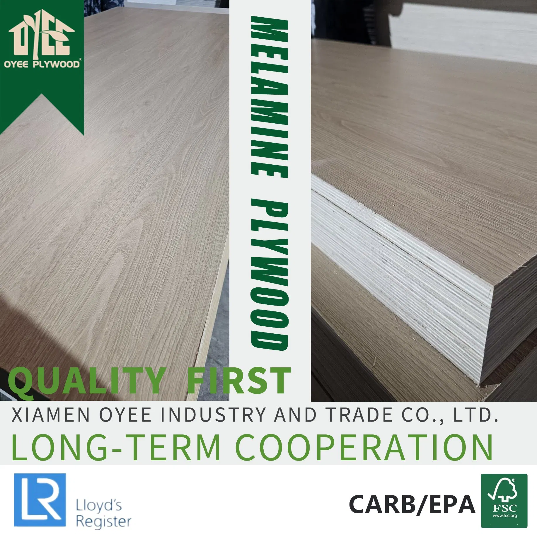 Fabricado En China 18mm Laminated/Melamine Plywood with Wood Grain for Cabinet