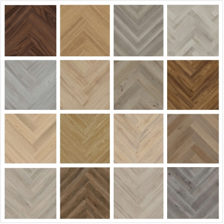 Classic Herringbone Spc Floor with Realistic Wood Grain Texture