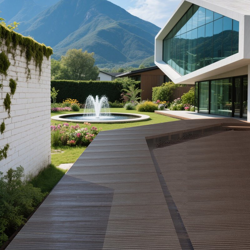 WPC Flooring Panel Outdoor Decking Waterproof Abrasion Resistance Easy Maintenance