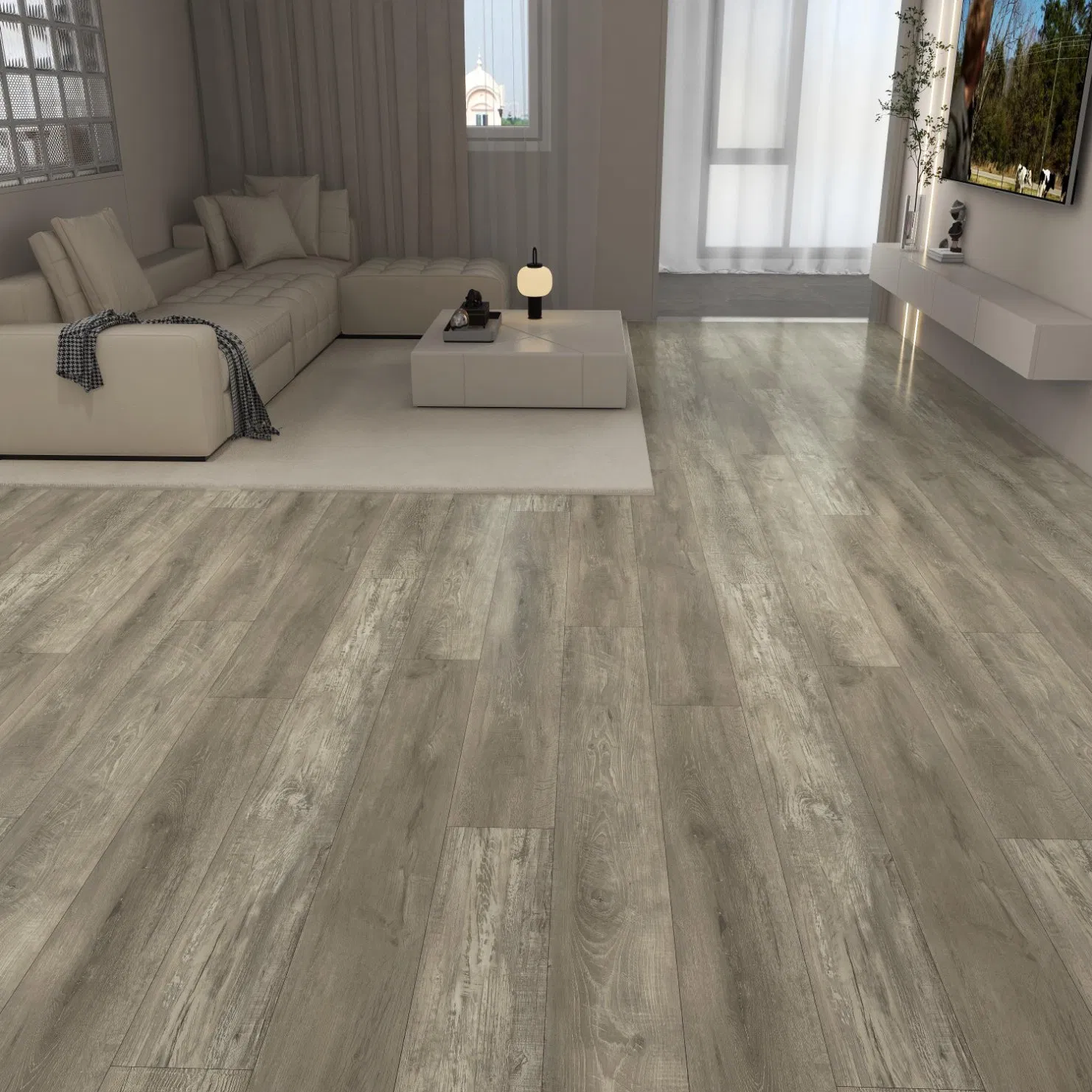 High Quality V-Groove U-Groove Waterproof Wood Grain Spc Vinyl Plank Flooring 4mm 5mm 6mm for Home Decoration