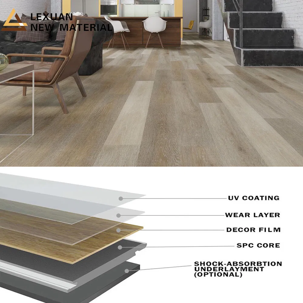 Waterproof Fireproof Unilin Click Indoor PVC Spc Floor for Room Hotel