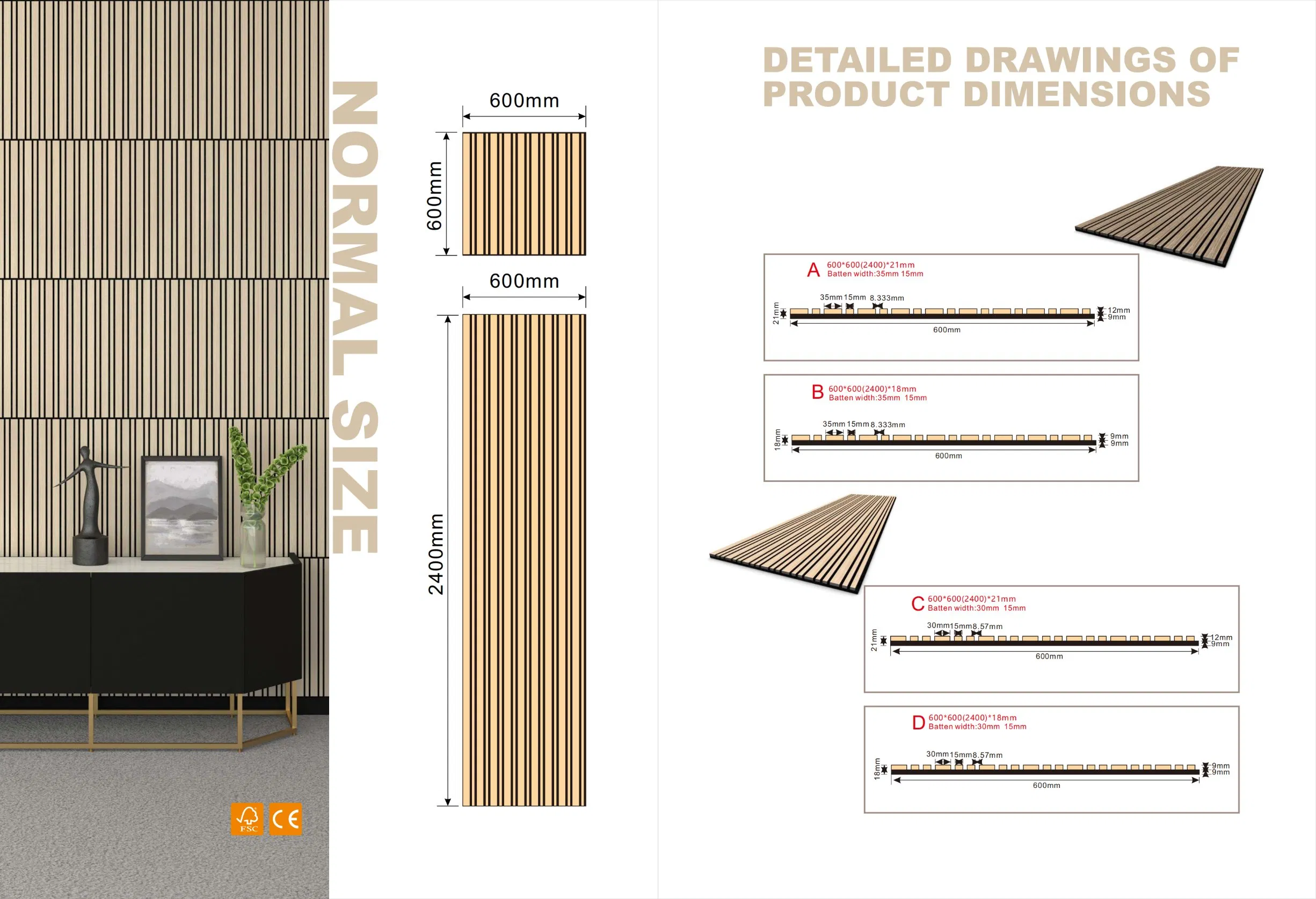 Bubos Slat Wooden Panel Soundproof Acoustic Pet Felt Building Material Ceiling Panel
