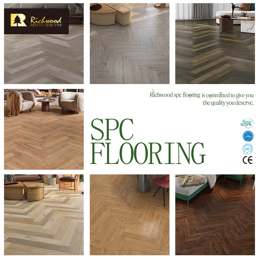 High-Quality Affordable Decoration Material Engineered Wood Floor Plastic Herringbone Parquet Collection PVC Vinyl Spc Plank Laminate Flooring for Office/Hotel