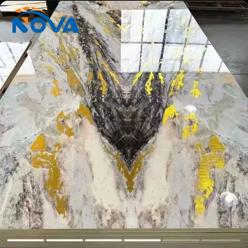 UV Coated Marble Sheet High Gloss UV Marble Design PVC UV Board for House Decoration Interior