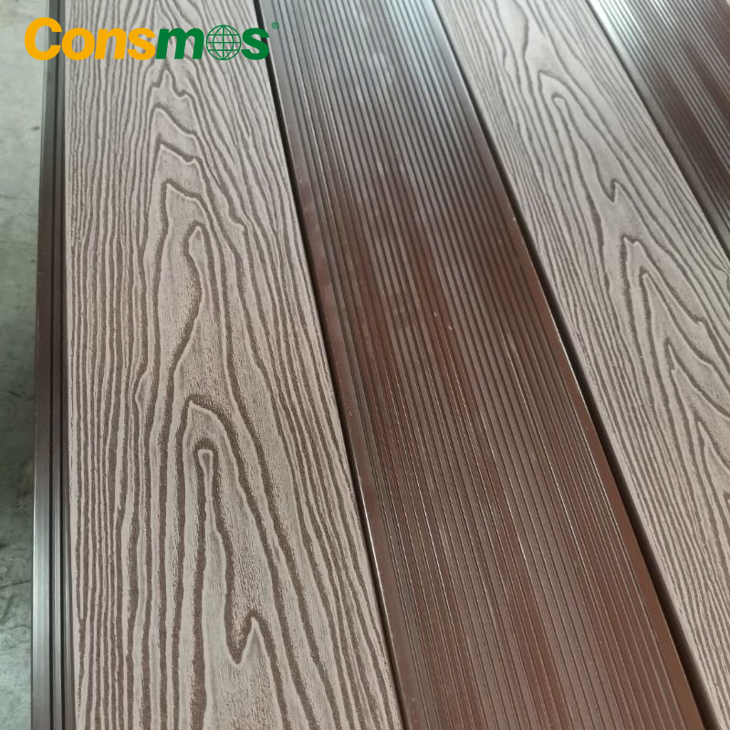 Building Material 3D Deep Embossed Outdoor WPC Board Grooved Composite Decking