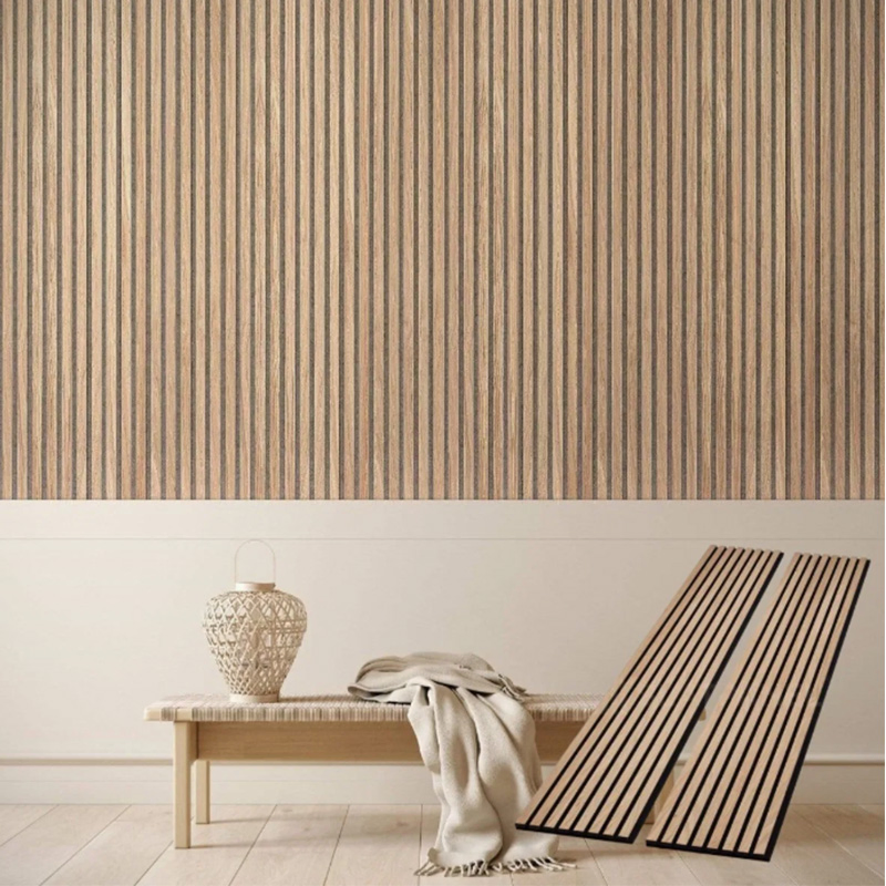 Distressed Pine Wood Slat Acoustic Wall Panels Industrial Style Decor
