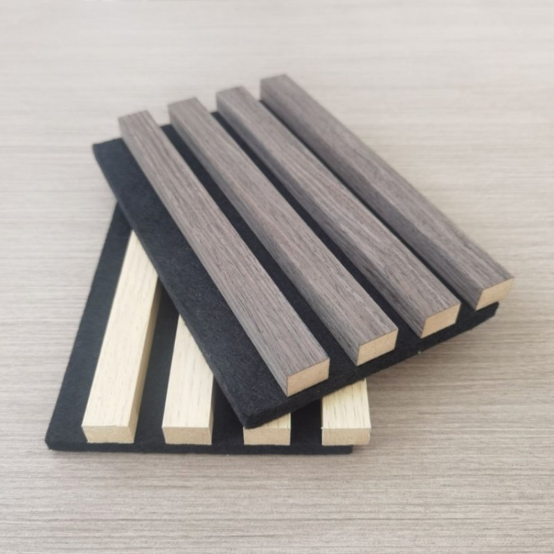 Durable Ribbon-Shaped Wood Veneer Acoustic Slat Panels for Comfortable Home Design