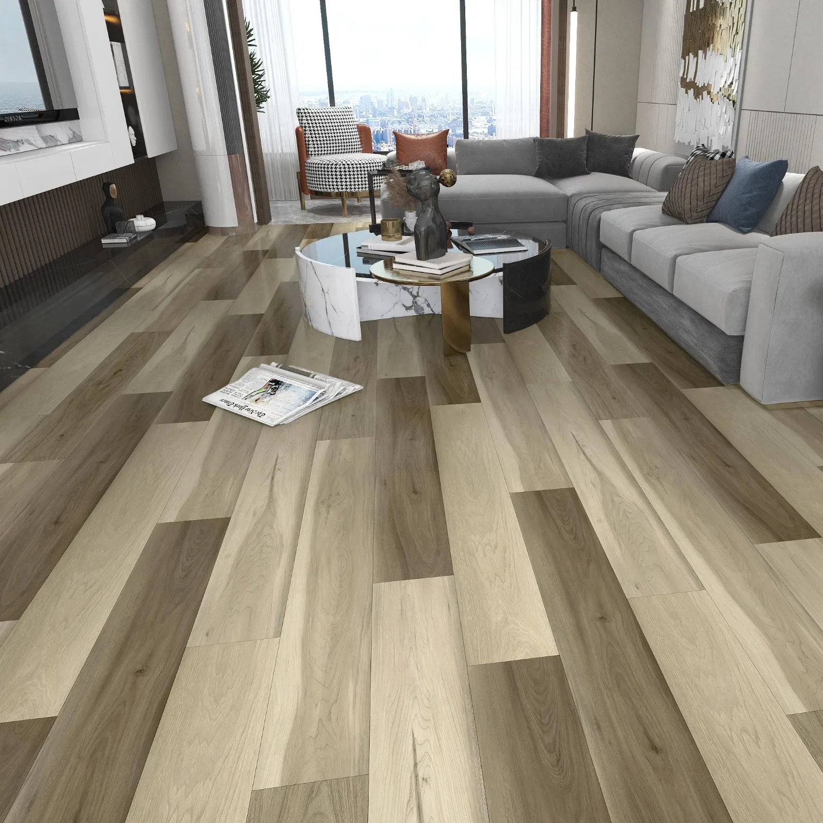 100% Waterproof Anti-Slip Spc Vinyl Flooring with 0.5mm Wear Layer and IXPE EVA Pad for Home Decoration