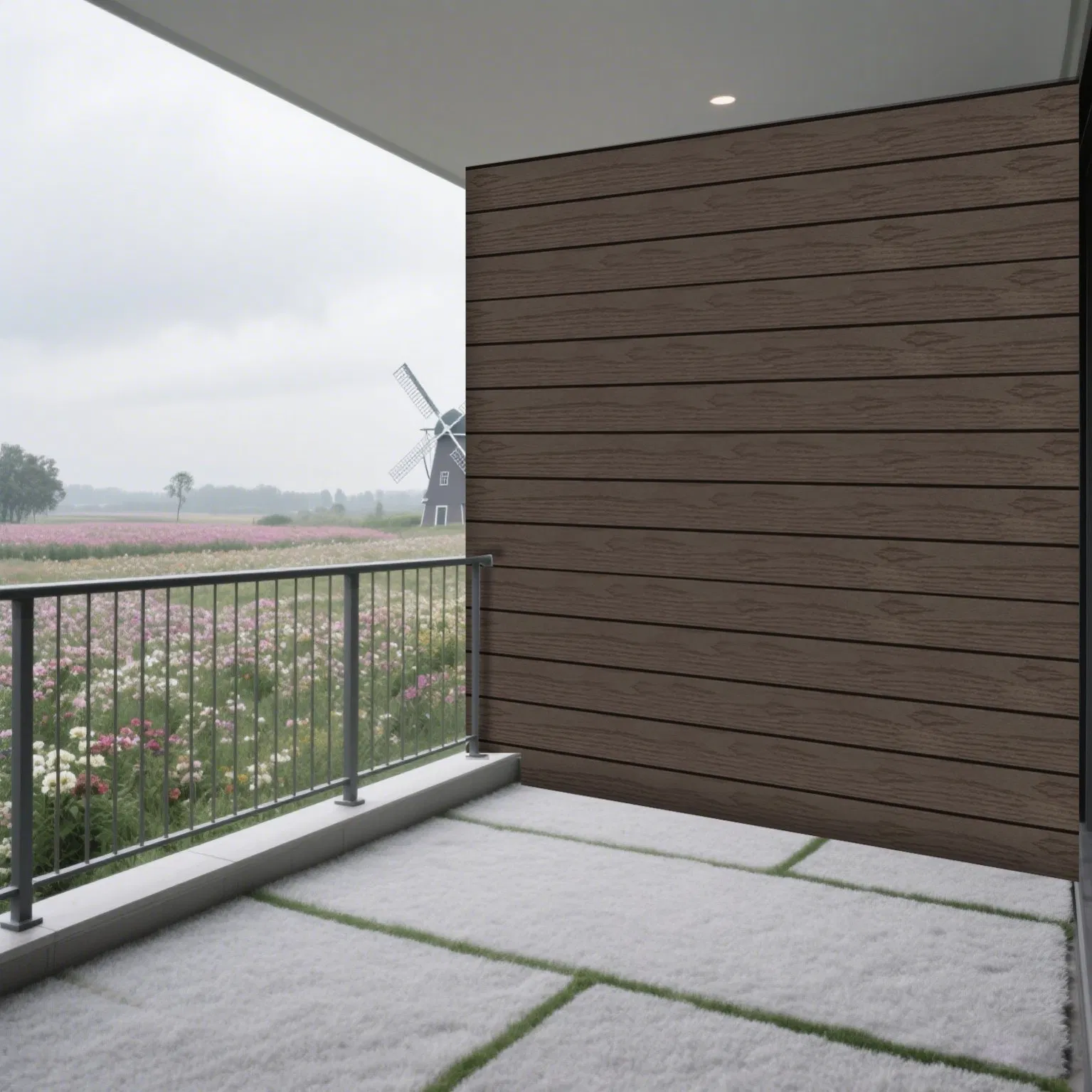 Waterproof WPC Tile Flooring Outdoor Decking New Design Hollowed