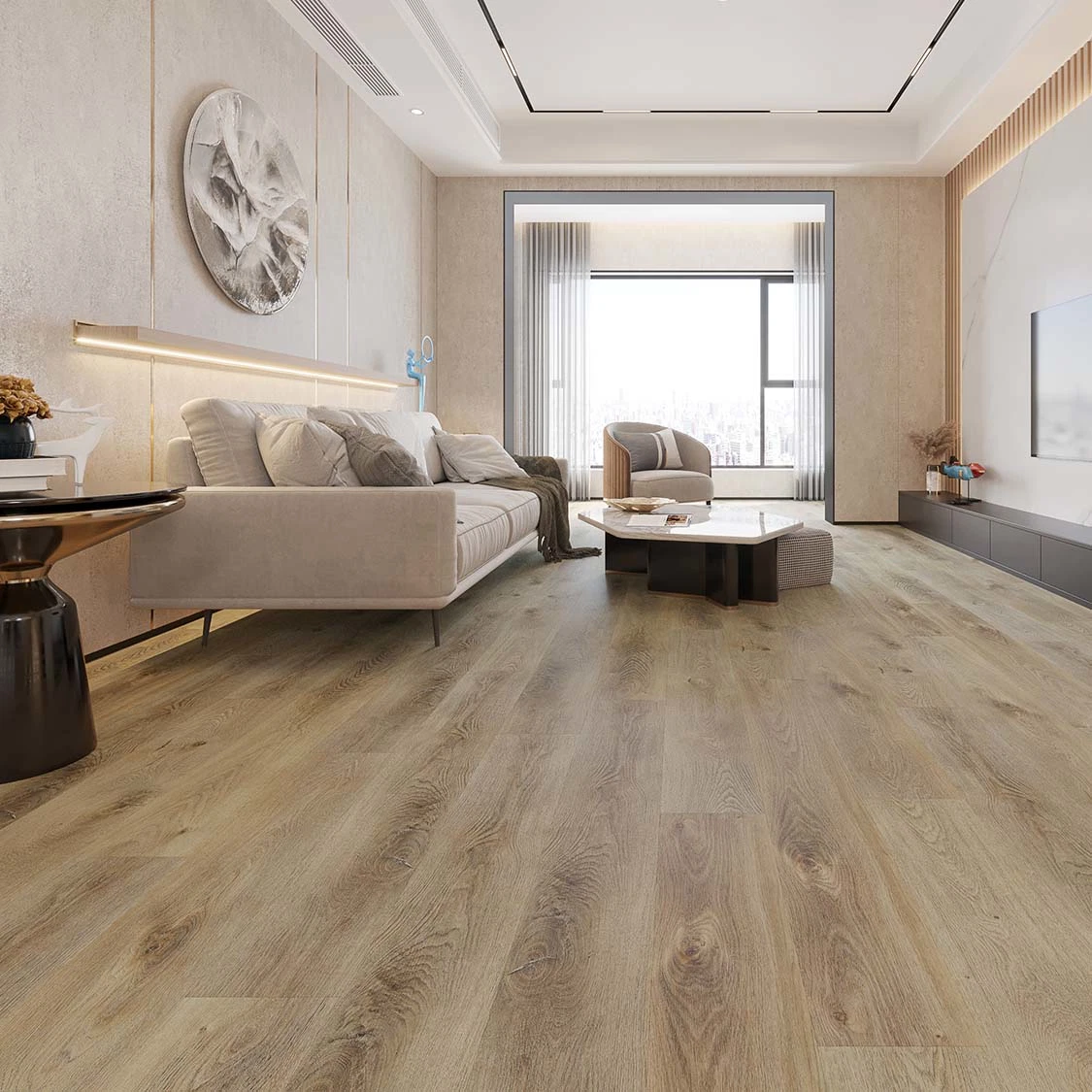 Building Material 4mm 5mm 6mm 8mm Click Lock Wood Oak Composite HDF Sports Plank Vinyl Waterproof Spc Flooring for Hoteldance Room