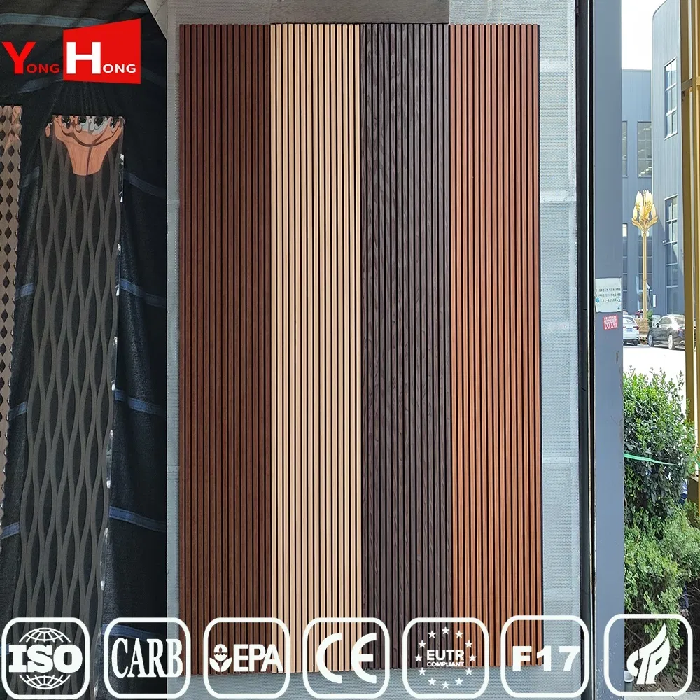 Wholesale Polyester Fiber MDF Slat Wood Veneer 3D Soundproof Hexagon Acoustic Wall Panels for Interior Decoration