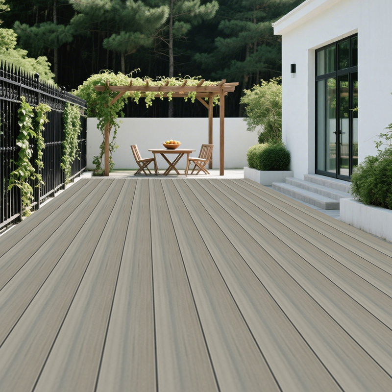 WPC Flooring Panel Outdoor Decking Waterproof Abrasion Resistance Easy Maintenance