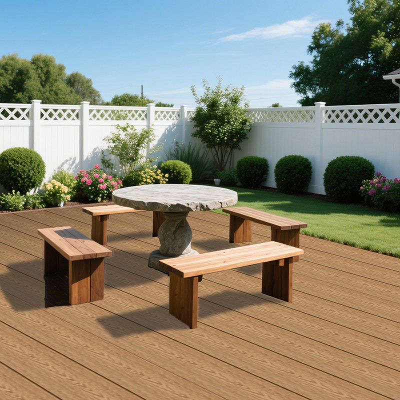 WPC Flooring Panel Outdoor Decking Waterproof Abrasion Resistance Easy Maintenance