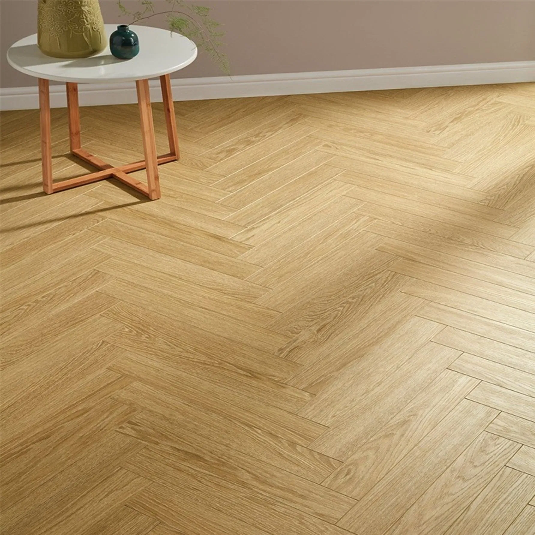 High-End Yellow Wood-Grain Pattern Herringbone Composite Spc Flooring for Home Use