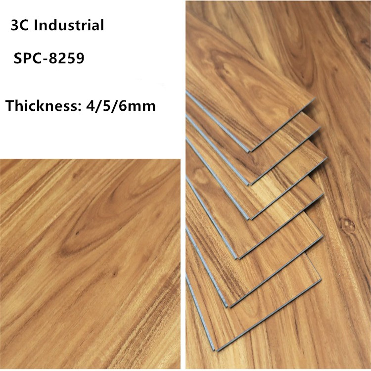 Waterproof 5mm Wooden Texture Click Rigid Core Vinyl Plank Spc Plastic Flooring
