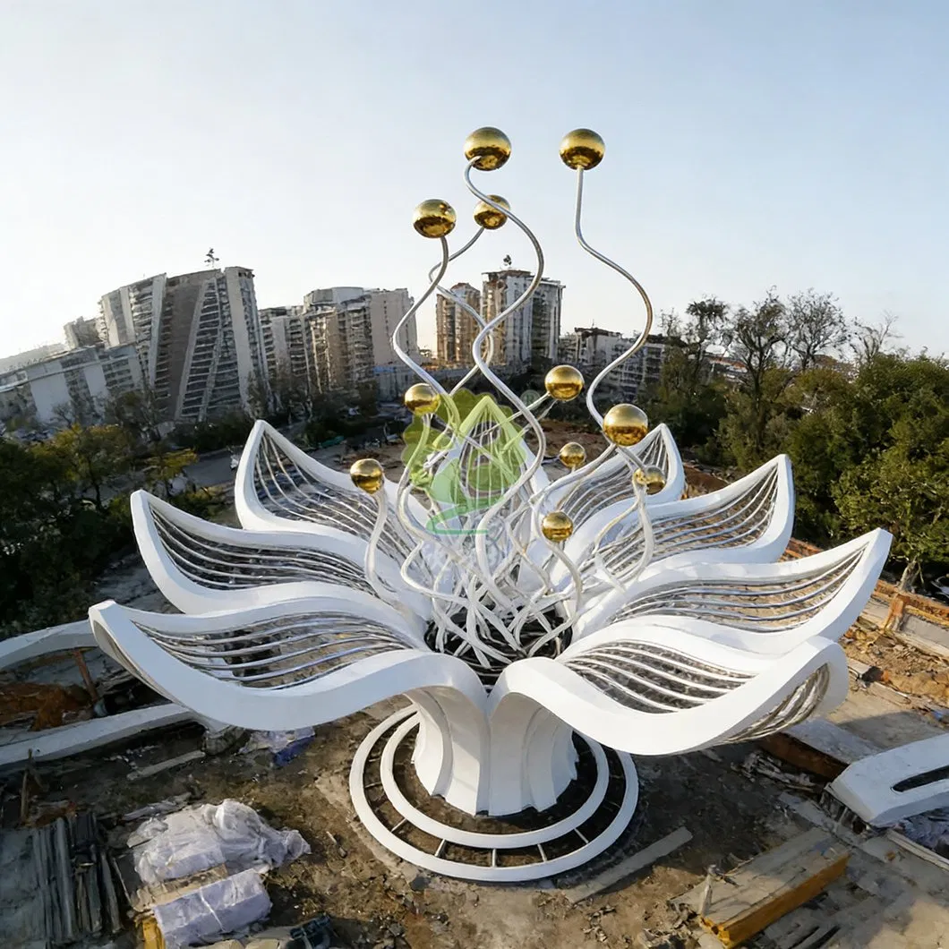 Customized Outdoor Urban Landmark Large-Scale Artistic Hollow Metal Sculpture Stainless-Steel Landscape Sculpture