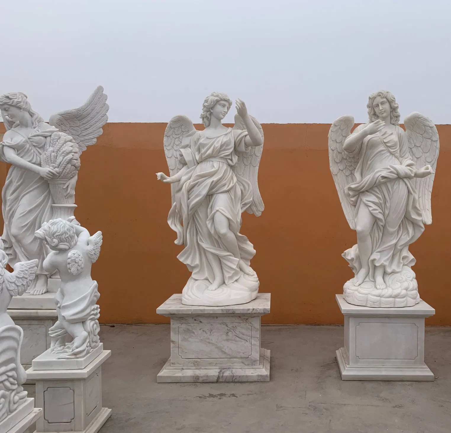 Marble Carving Life Size Garden Decorative Statue Angel Sculpture Stone Statue Sculpture for Outdoor (SYMS-206)