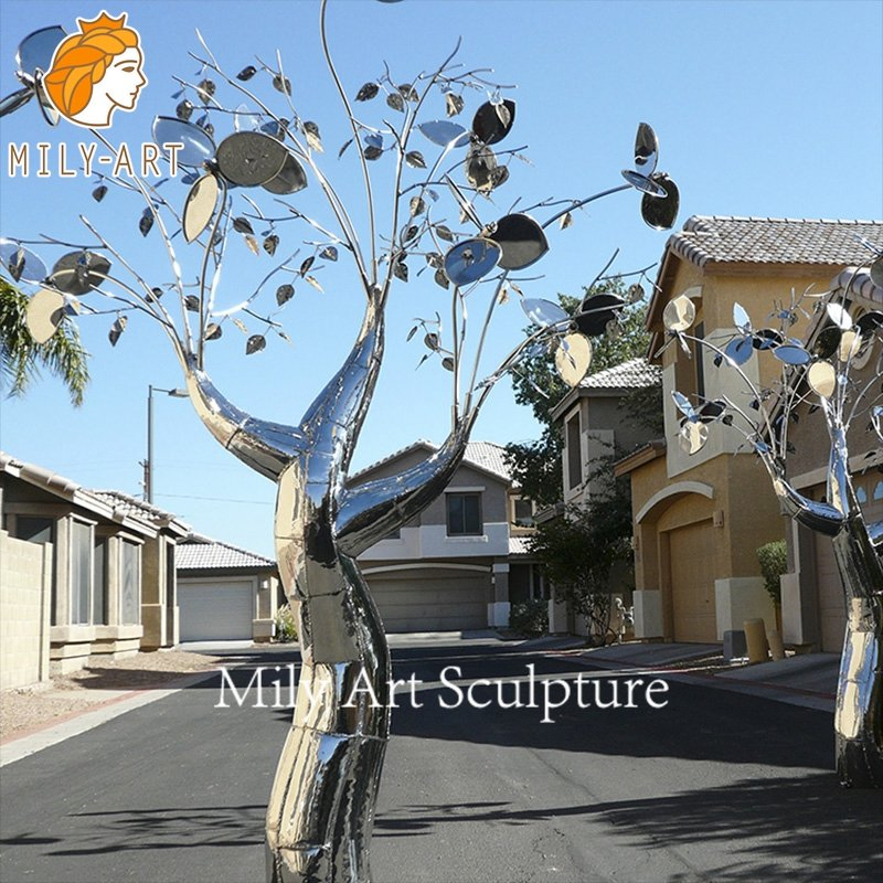 Custom Garden Modern Art Stainless Steel Abstract Tree Statue