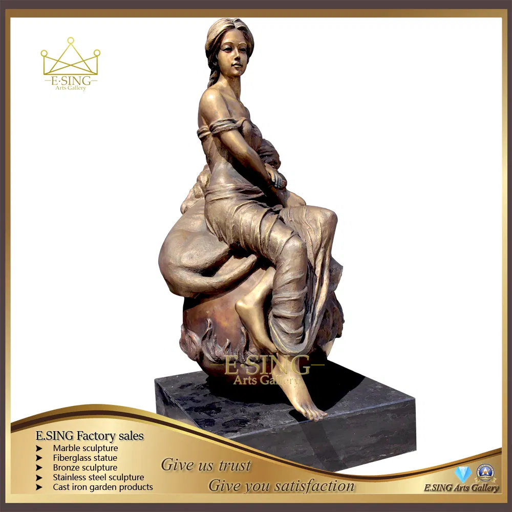 Factory Direct Sale Garden Indoor Home Decor Bronze Sculpture Metal Lion Lady Sculpture