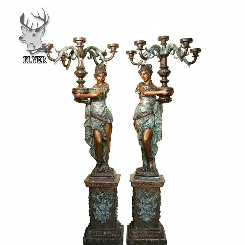 Bronze Angel Lady Lamp Sculpture