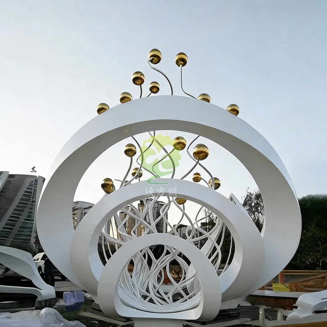 Customized Outdoor Urban Landmark Large-Scale Artistic Hollow Metal Sculpture Stainless-Steel Landscape Sculpture