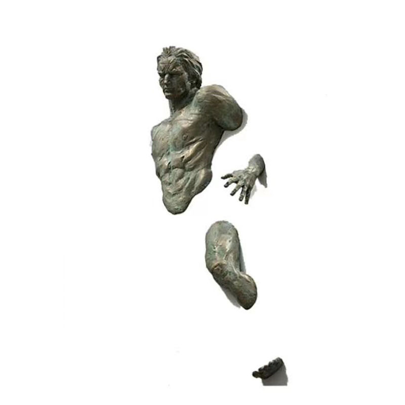 Outdoor Exterior Decorative Metal Crafts Life Size Bronze 3D Wall Human Body Abstract Sculpture