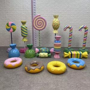 Fiberglass Candy Sculpture Lollipop Statues for Outdoor Fairy Theme Decoration