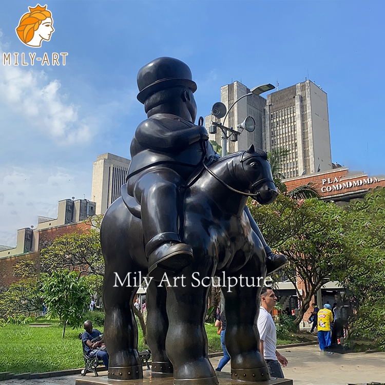 Famous Artists Metal Abstract Art Modern Bronze Fat Man Riding Horse Statue