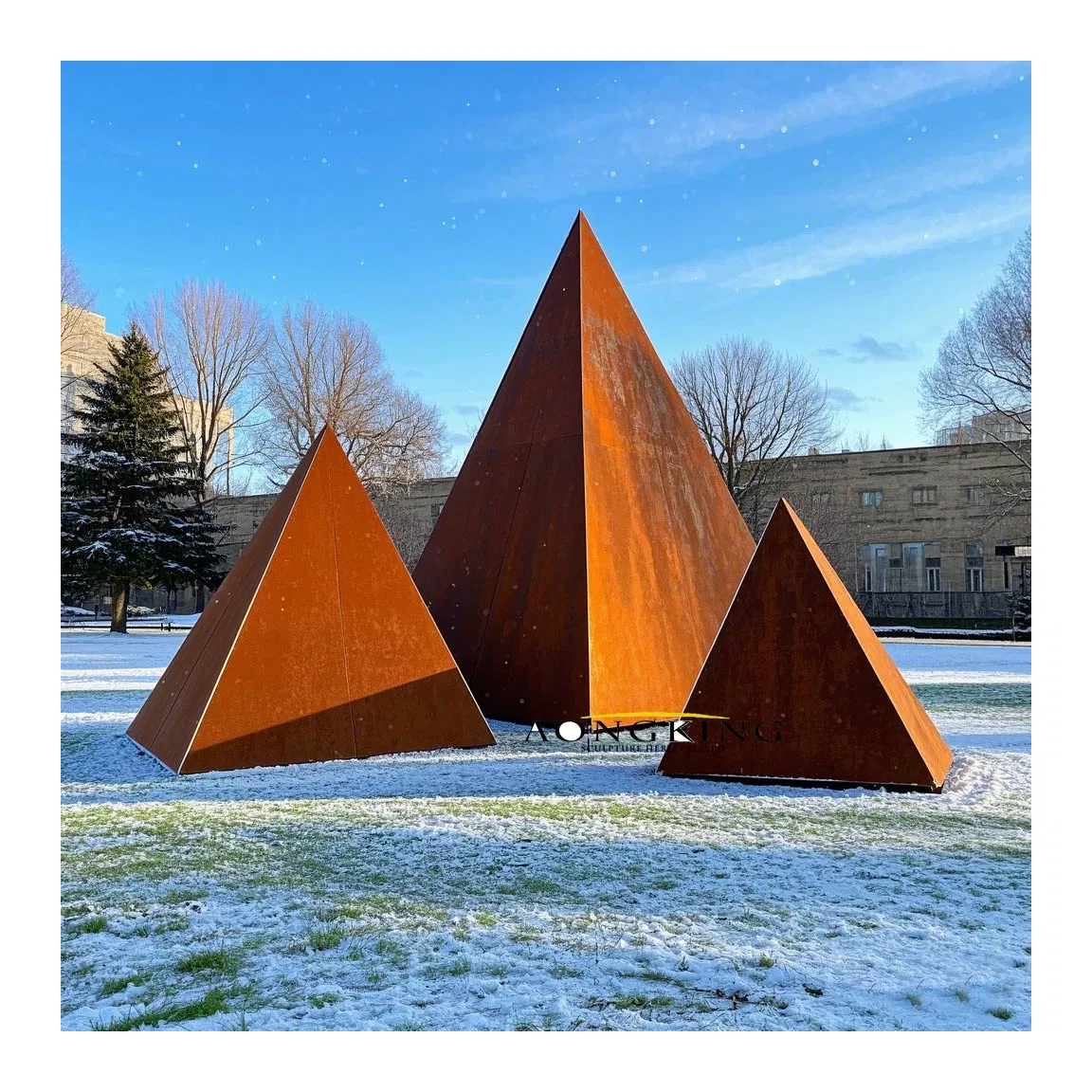 Large Rust Animal Sculpture Corten Steel Geometric Horse Statue Garden