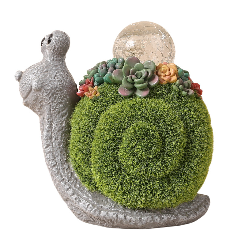 Whimsical Flocking Resin Rabbit Statue with Solar Light for Outdoors