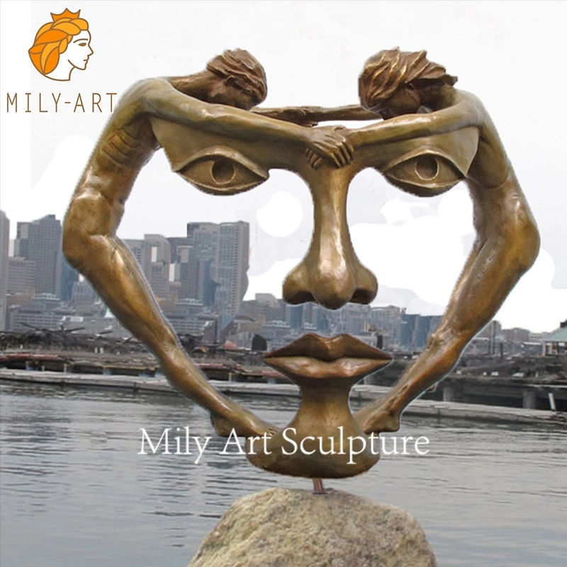 Modern Famous Outdoor Garden Art Metal Custom Sculpture Bronze Abstract Face Statue