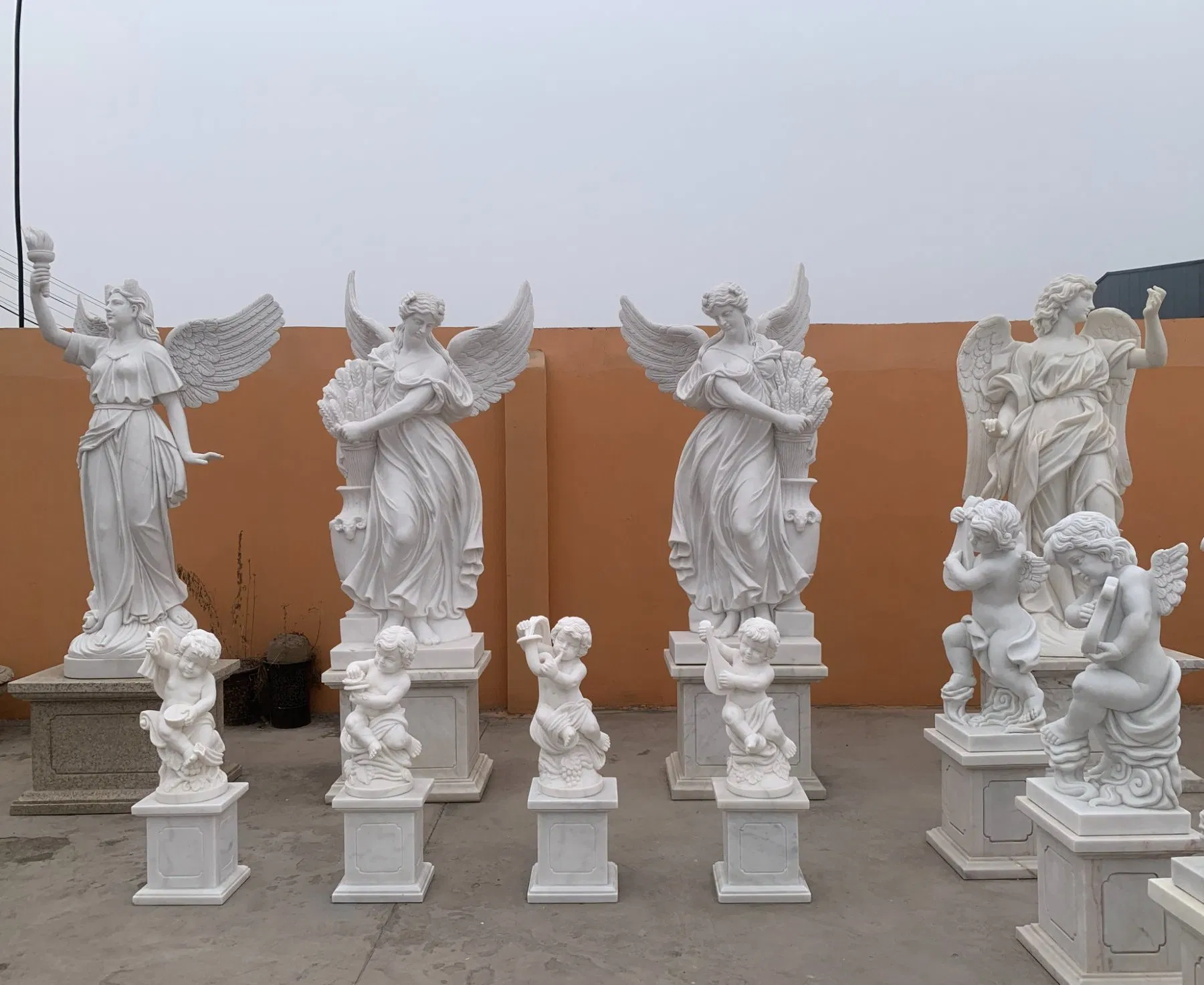 Marble Carving Life Size Garden Decorative Statue Angel Sculpture Stone Statue Sculpture for Outdoor (SYMS-206)