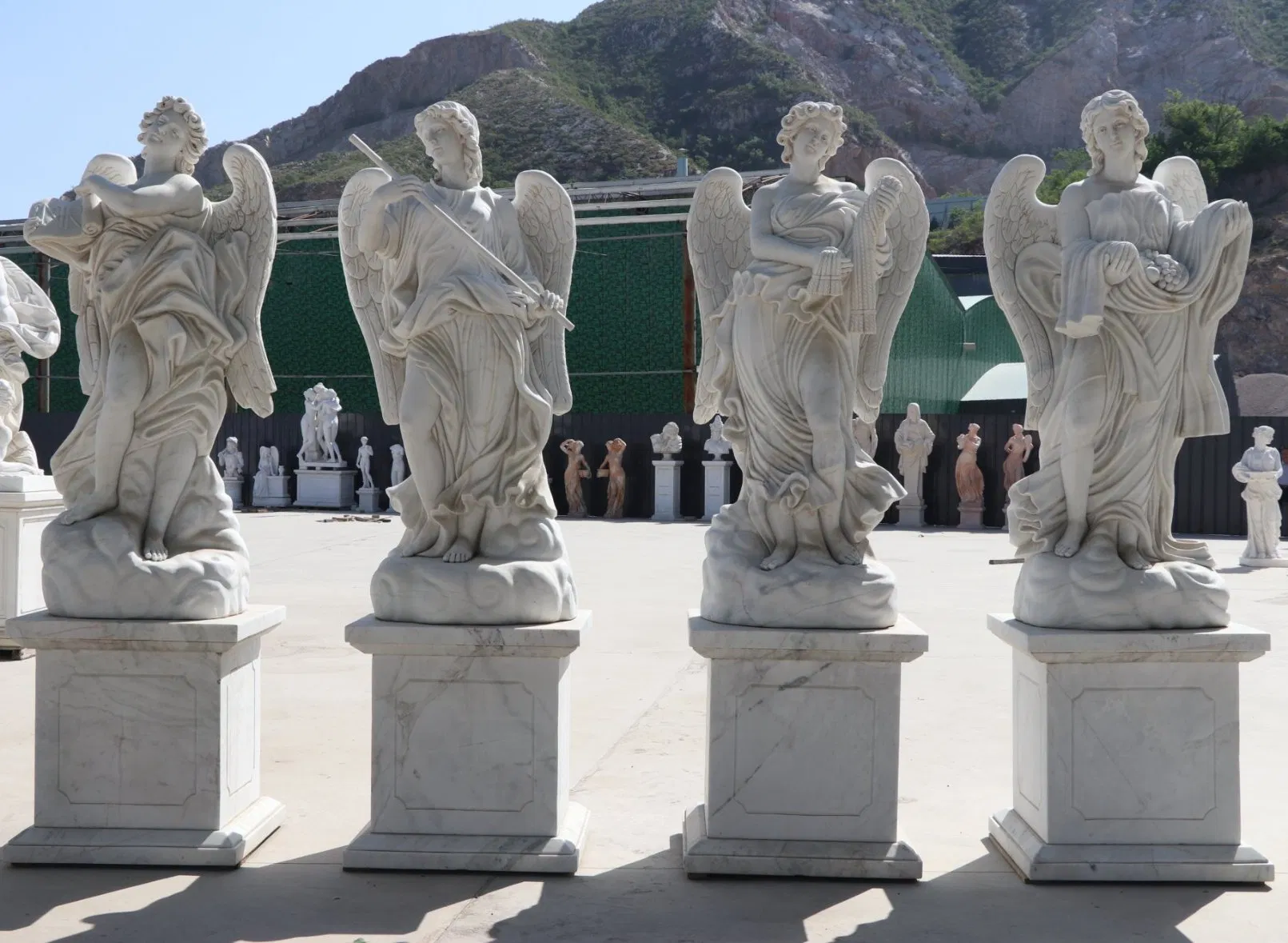 Marble Carving Life Size Garden Decorative Statue Angel Sculpture Stone Statue Sculpture for Outdoor (SYMS-206)