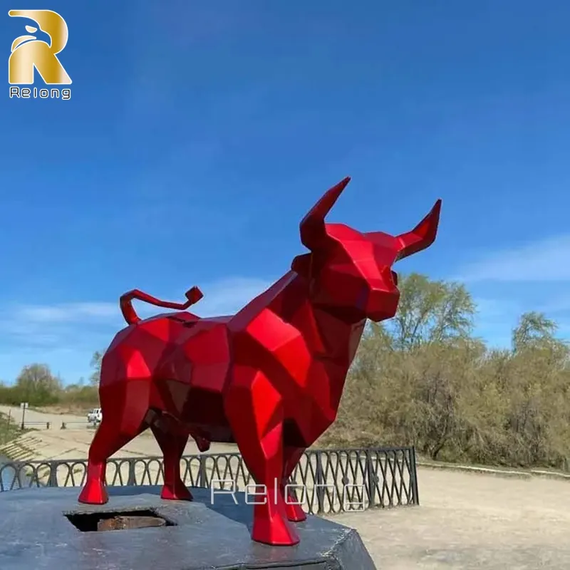 Geometric Bull Statue