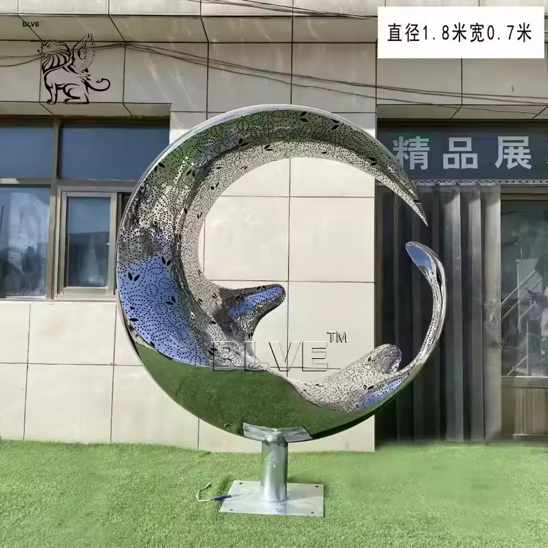 Outdoor Villa Polished Modern Art Sculpture Stainless Steel Metal Abstract Moon Statue Supplier