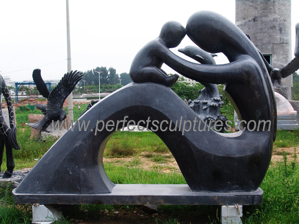 Garden Home Decorative Carved Stone Art Statue Modern Marble Carving Abstract Love Sculpture (SY-A073)