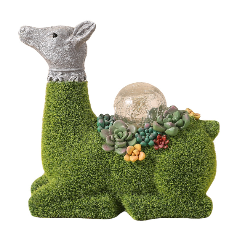 Flocking with LED Figurine Lighting Solar Resin Gnome Garden Statue