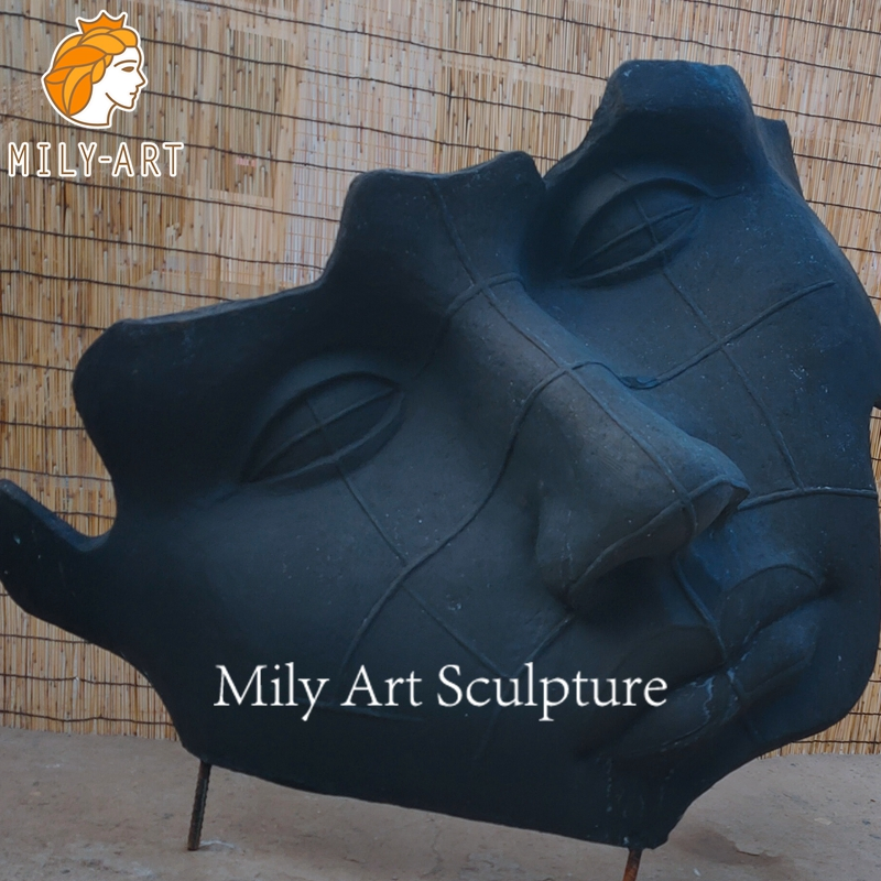 Modern Abstract Folk Art Decoration Big Bronze Figure Face Sculpture Statue