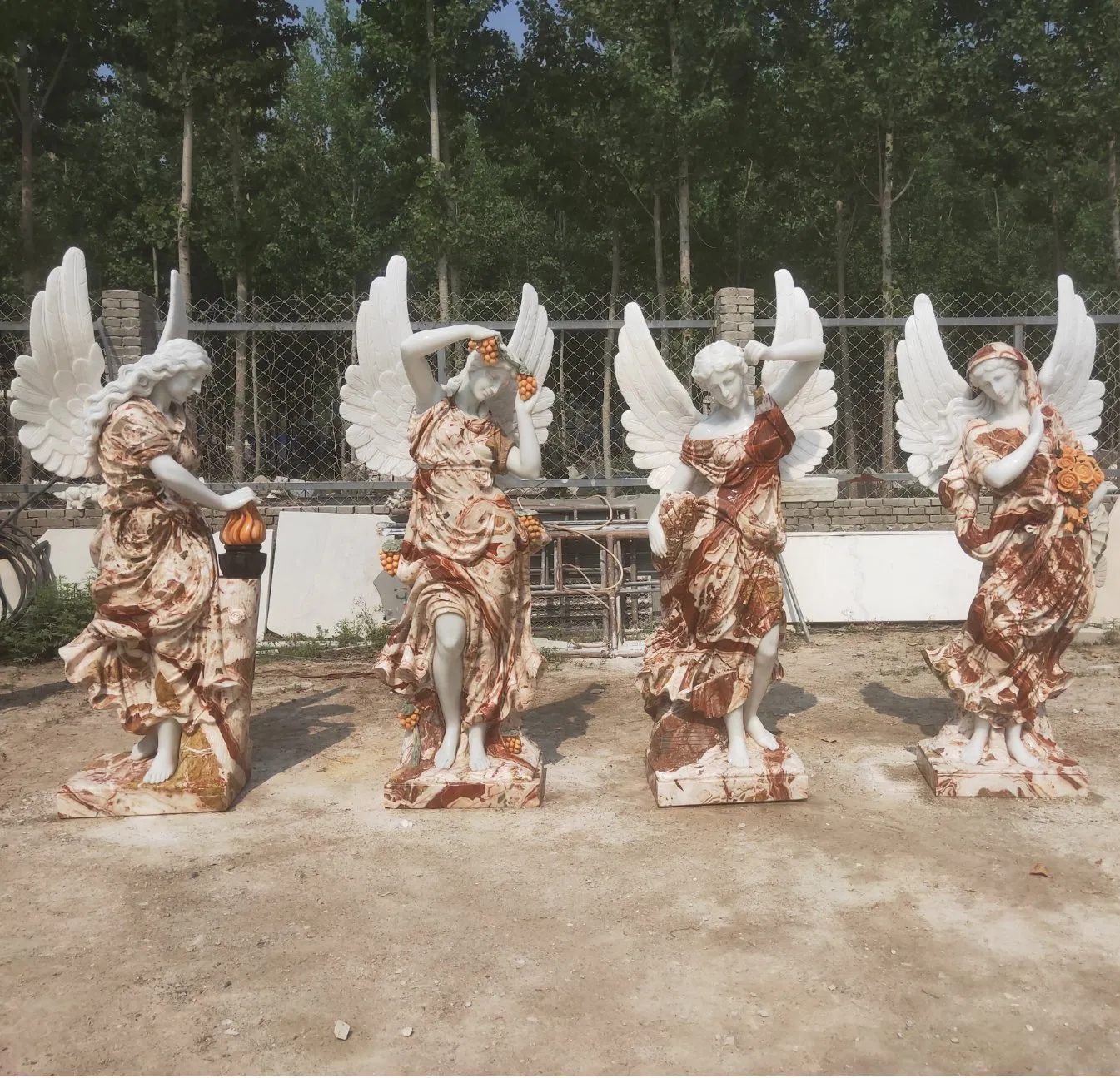 Marble Carving Life Size Garden Decorative Statue Angel Sculpture Stone Statue Sculpture for Outdoor (SYMS-206)