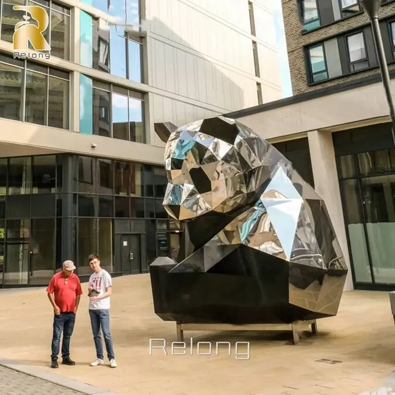 Stainless Steel Panda Sculpture
