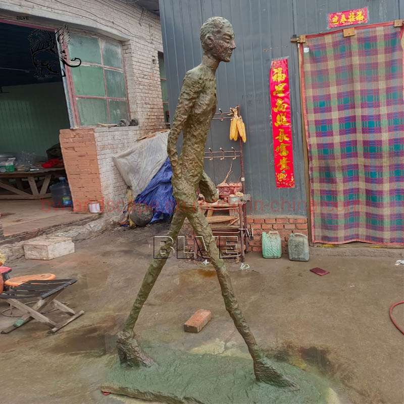 Blve Outdoor Life Size Modern Art Metal Abstract Figure Bronze Sculpture Giacometti Garden Statue