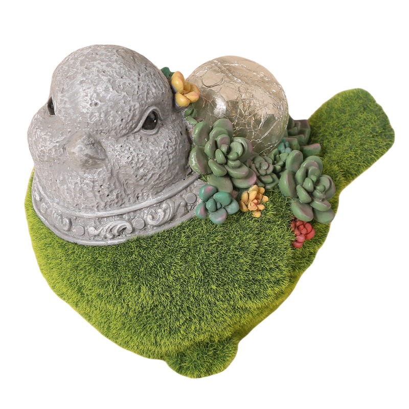 Solar LED Lights Flocked Decorations Resin Deer Statue for Outdoor Decor