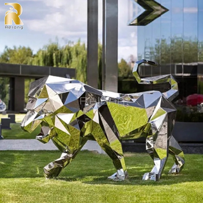 Life Size Stainless Steel Geometric Animal Sculpture Abstract Metal Horse Statue Outdoor Home Decor